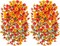 Artificial Faux Hanging Flowers Plants for Outdoor Decor (Yellow+orange) 1"D x 1"W x 1"H